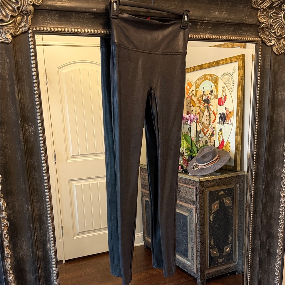 SPANX Black leather look Leggings